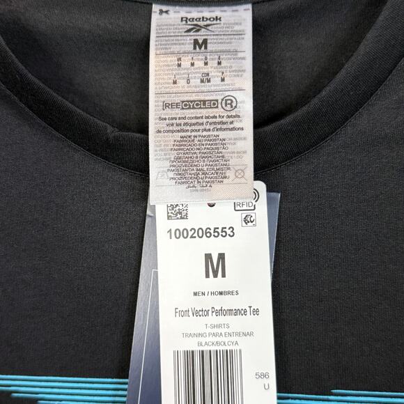 Reebok Men's Vector Performance Short Sleeve Logo Graphic T-Shirt, Black/blue M - Picture 5 of 5